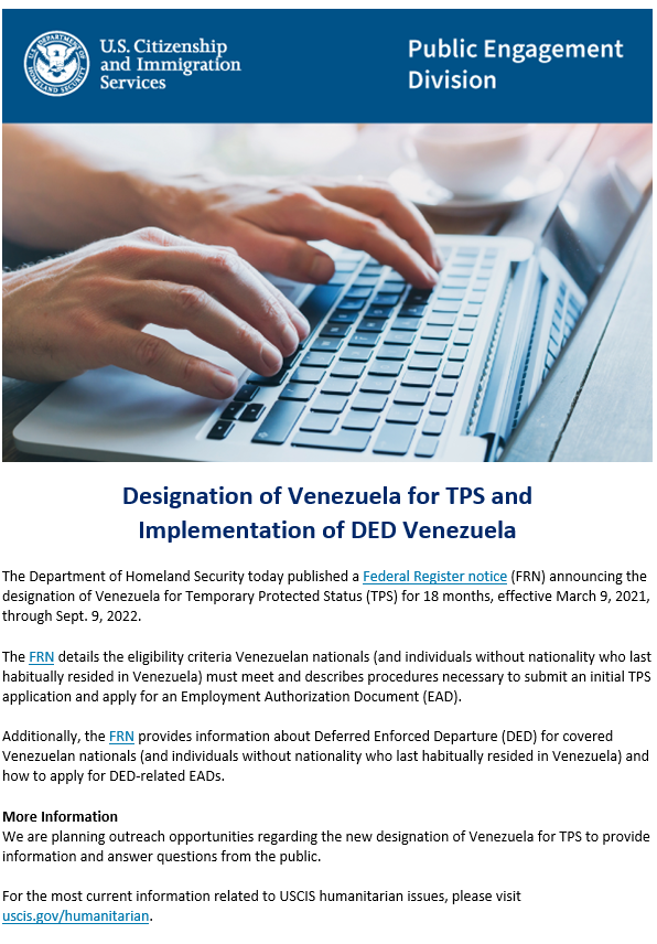 Breaking Designation of Venezuela for TPS Puyang & Wu, LLC