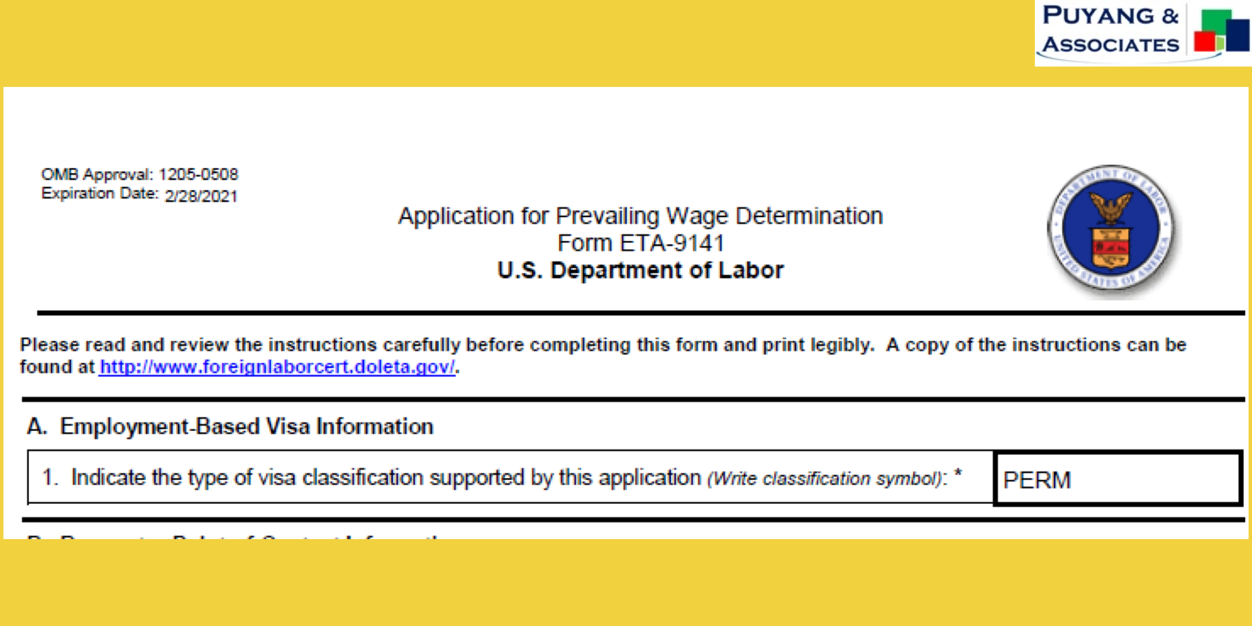 New Prevailing Wage Request Form and Other Updates from DOL