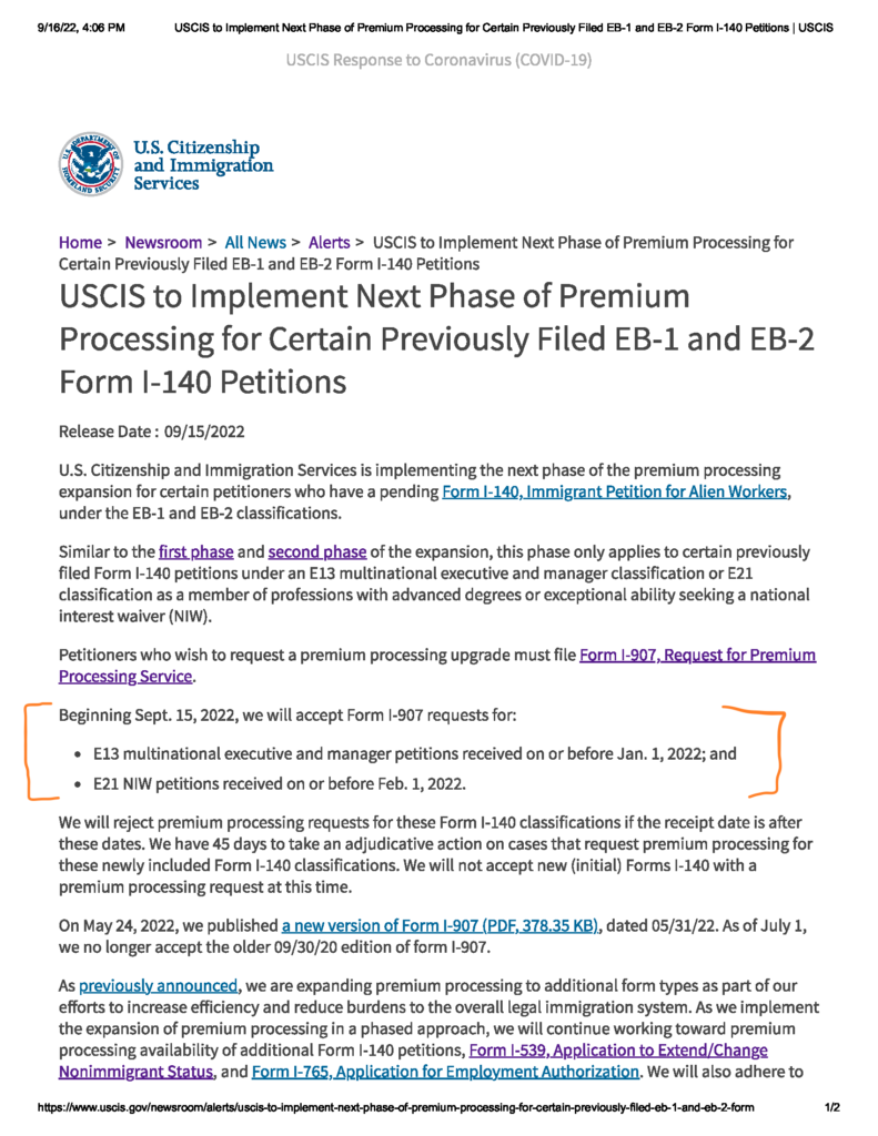 differences between the Regular EB2 petition and EB2 NIW petitions