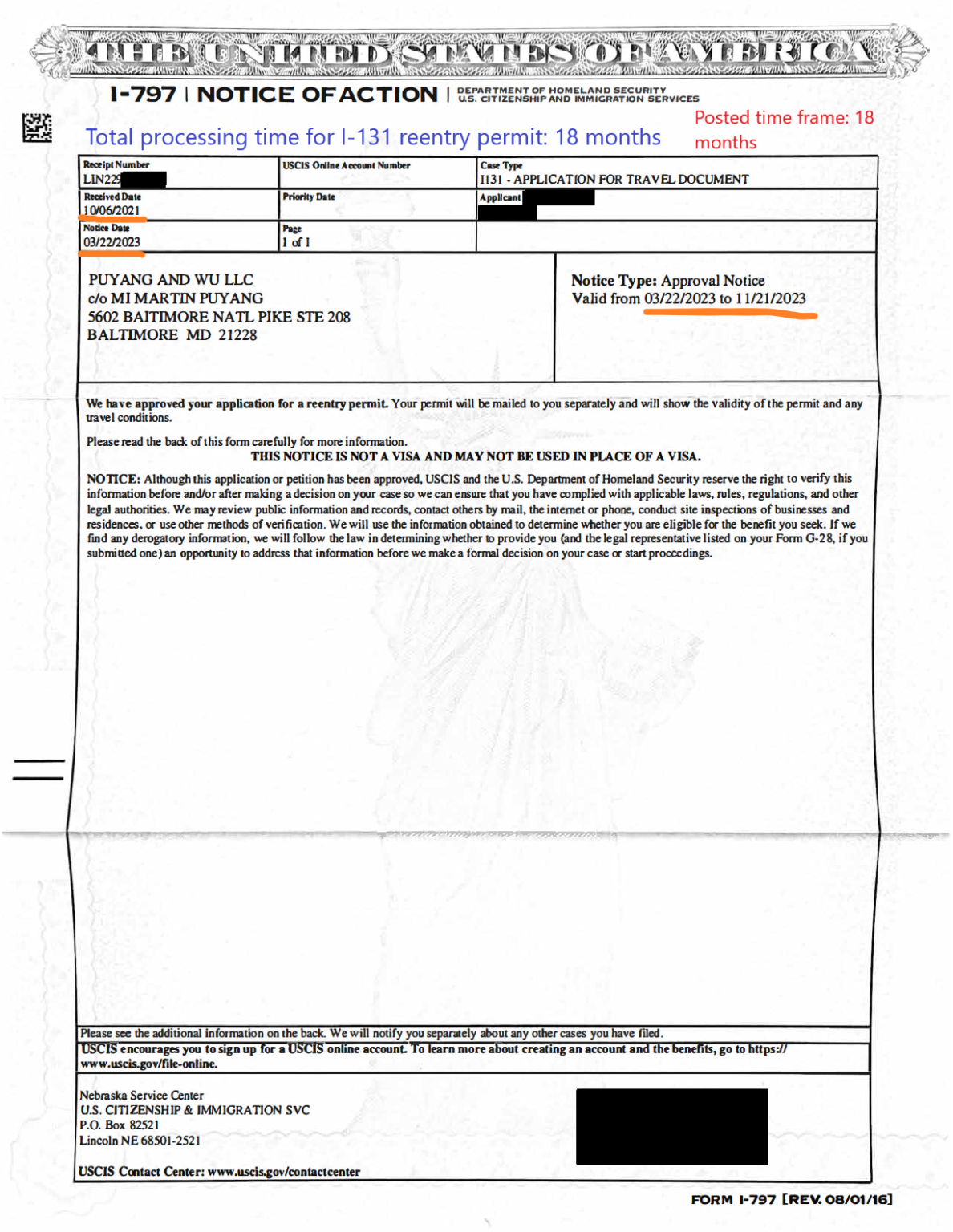 I131 ReEntry Permit Processing Times Puyang & Wu, LLC